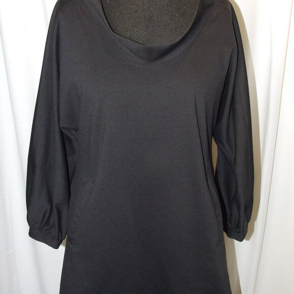 Black Stretchy Sweater Tunic Top Women's Size L - Picture 5 of 6